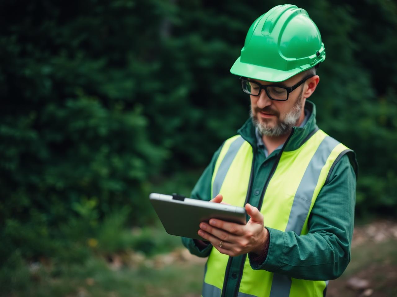 Fiscal ambiental usando um tablet em campo